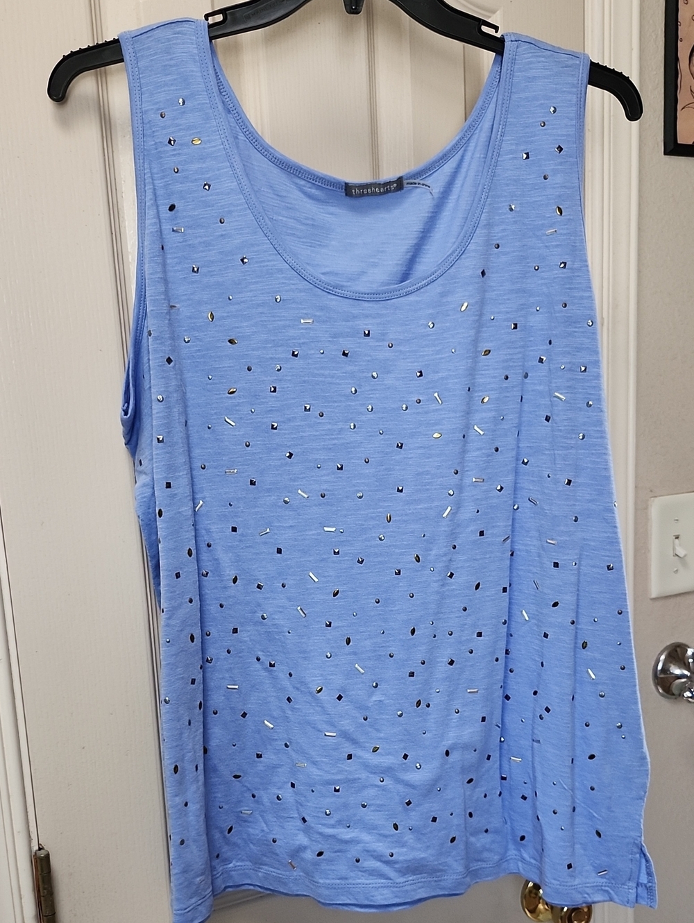 Three Hearts Periwinkle Tank with Silver Studs